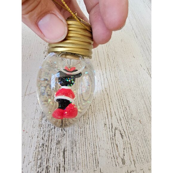 Minnie mouse bulb ornament snow globe glitter present Xmas tree - Picture 3 of 7